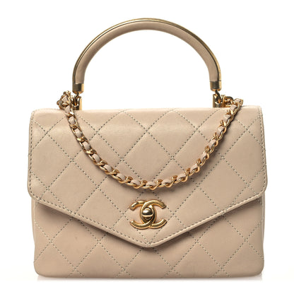 Chanel Calfskin Quilted Metal Small Top Handle Envelope Flap Beige 1 of 16