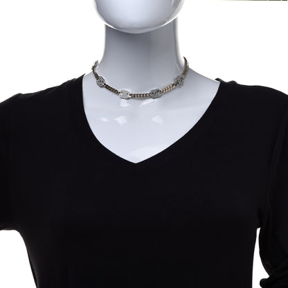 Chanel Crystal Chain CC Link Choker Gold Silver 2 of 5