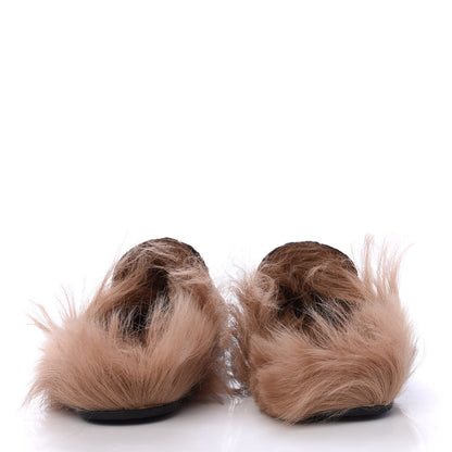 Gucci Velvet GG Monogram Fur Womens Princetown Slippers 35 Brown Black Natural 6 of 9