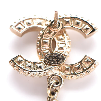 Chanel Crystal Pearl CC Drop Earrings Gold 3 of 4