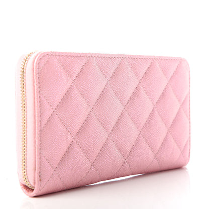 Chanel Iridescent Caviar Quilted Medium Zip Around Wallet Pink 3 of 9