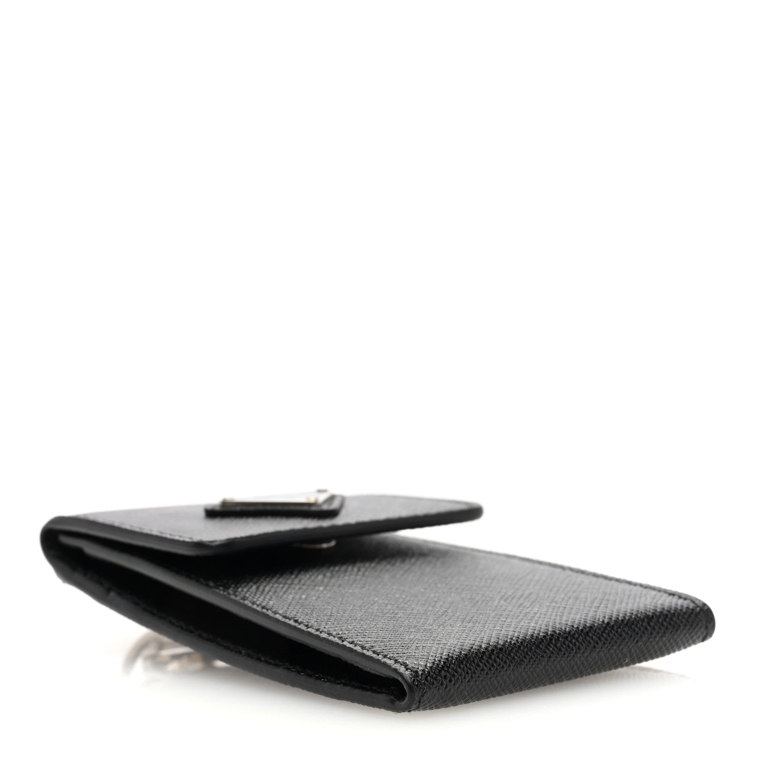 Prada Saffiano Triangle Card Holder Keyring Black 4 of 7