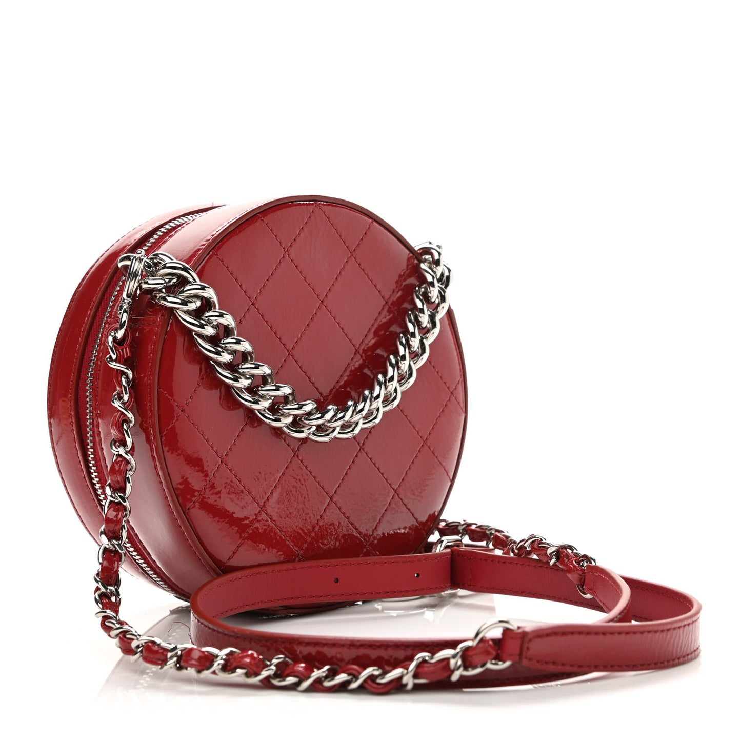 Patent Round As Earth Evening Bag Red