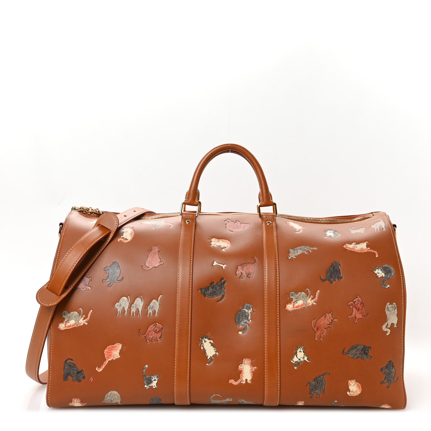 Calfskin Catogram Keepall Bandouliere 55  Tan
