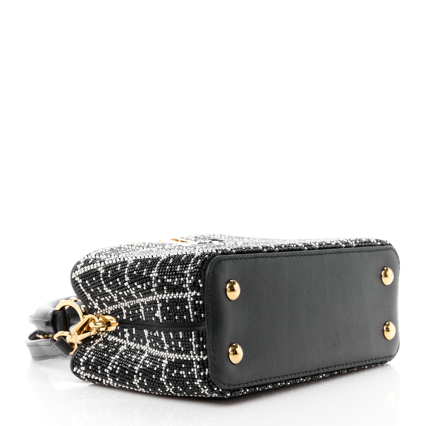 Bead Satin Embroidered Mini Capucines Black