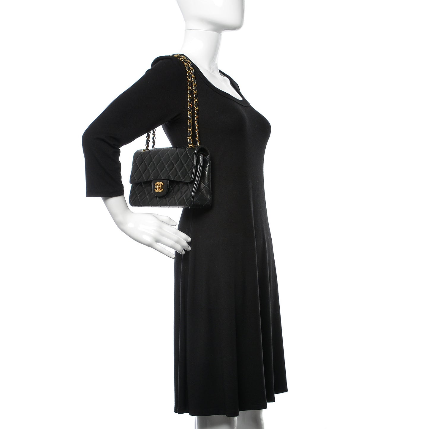 Lambskin Quilted Small Double Flap Black