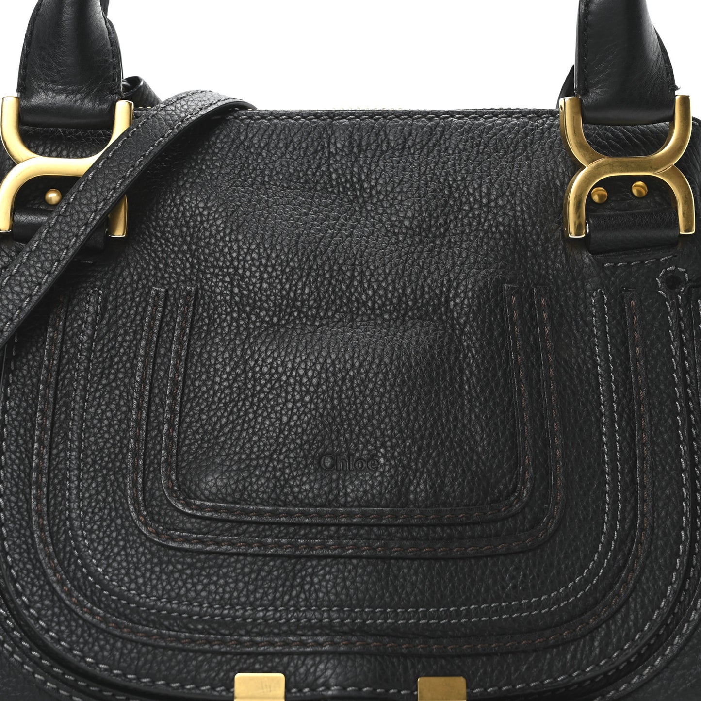 Calfskin Small Marcie Satchel Black