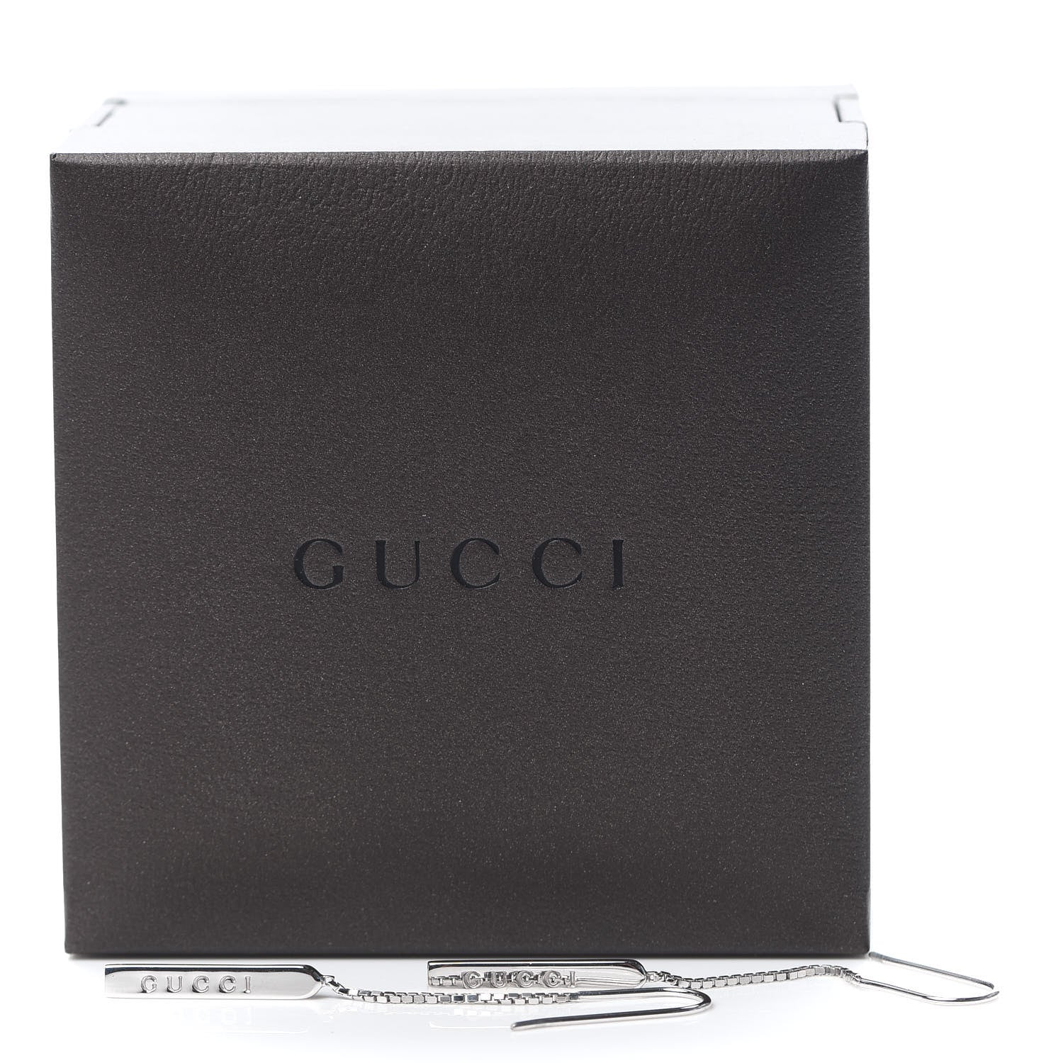 Gucci 18K White Gold Bar Drop Earrings 5 of 5