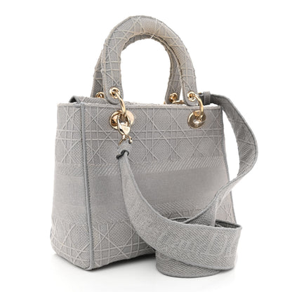 Christian Dior Canvas Embroidered Cannage Medium Lady D-Lite Gray 3 of 14