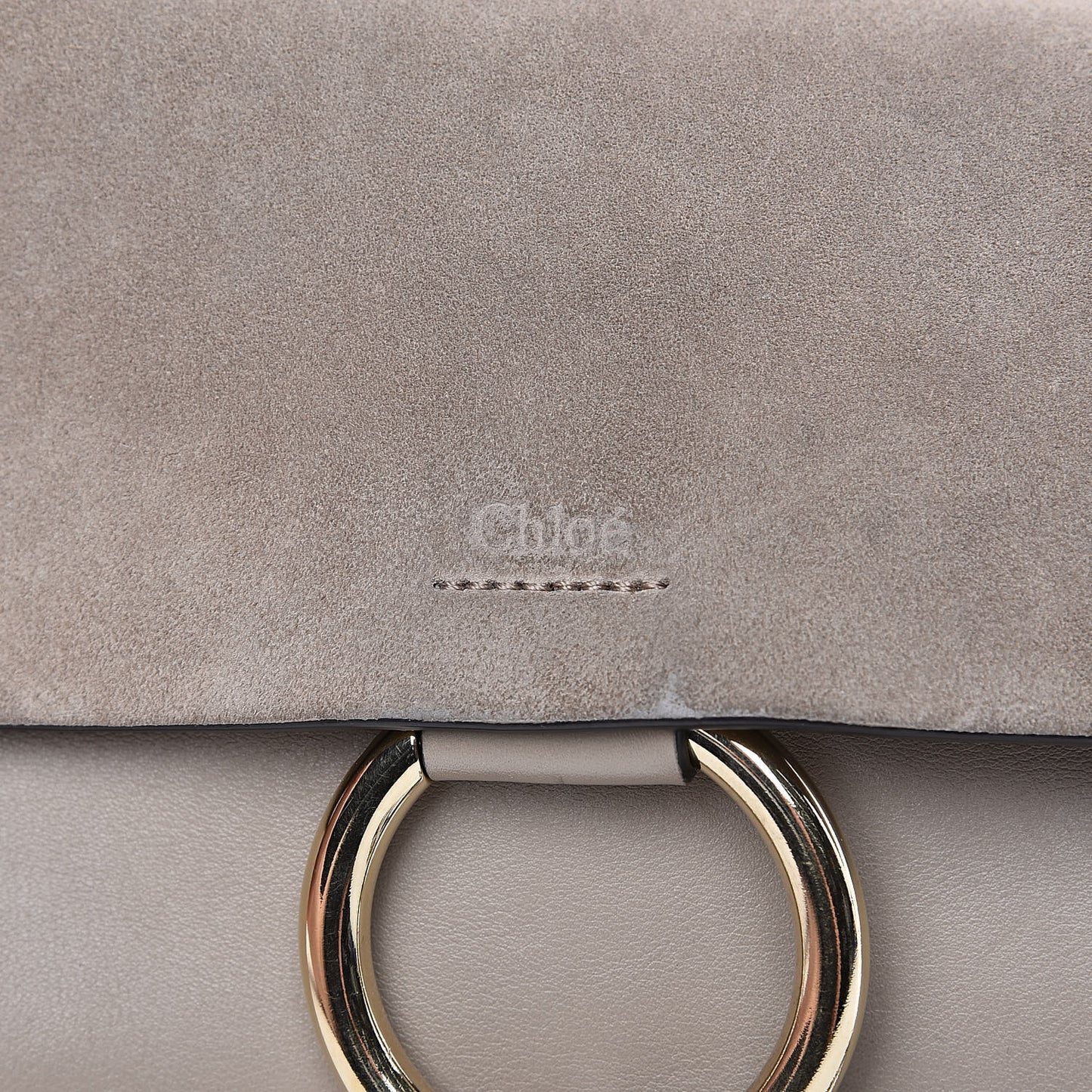Suede Calfskin Small Faye Shoulder Bag Motty Grey