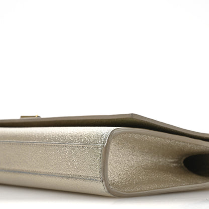 Saint Laurent Metallic Textured Calfskin Classic Monogram Cassandre Clutch Pale Gold 9 of 11