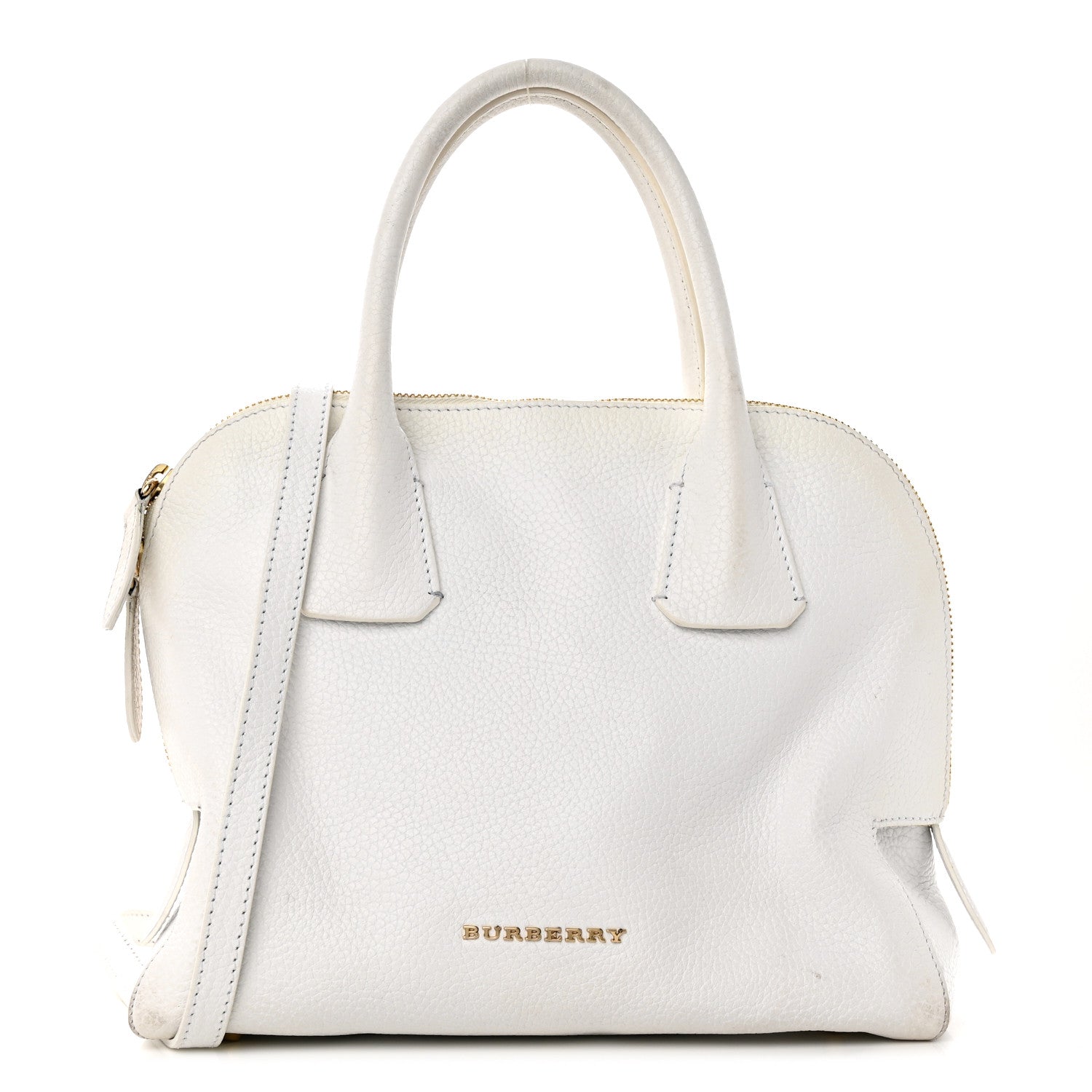 Burberry London Grainy Calfskin Small Greenwood Bowling Bag White 1 of 22