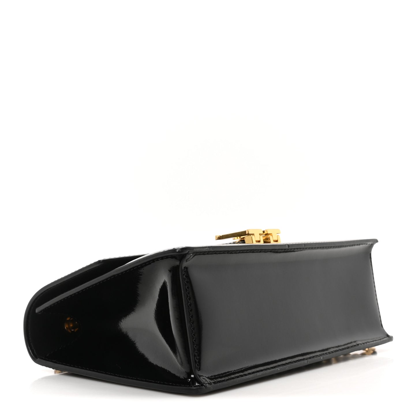 Patent Small Legacy Chain Shoulder Bag Black