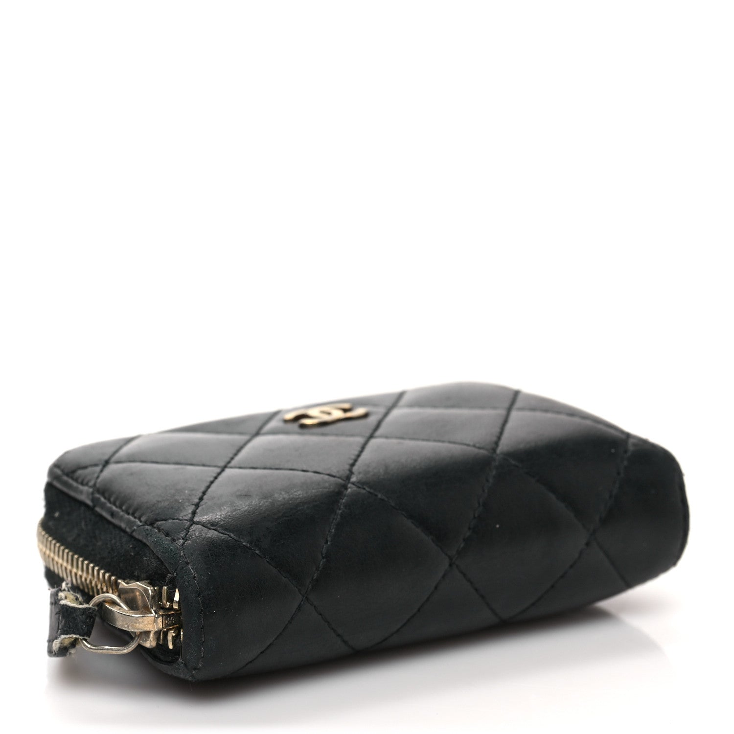 Chanel Lambskin Quilted Zip Coin Purse Black 3 of 8