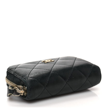 Chanel Lambskin Quilted Zip Coin Purse Black 3 of 8