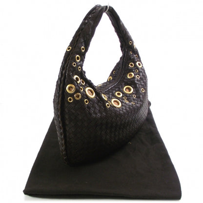 Bottega Veneta Leather Woven Rivet Veneta Medium Hobo Ebano 3 of 8