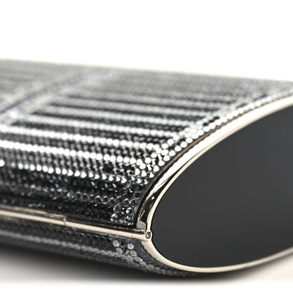 Judith Leiber Swarovski Crystal Minaudiere Clutch Black Silver 9 of 10
