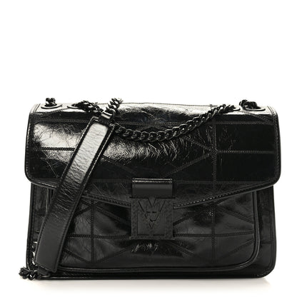 MCM Calfskin Large Mena Quilted Shoulder Bag Black 1 of 10