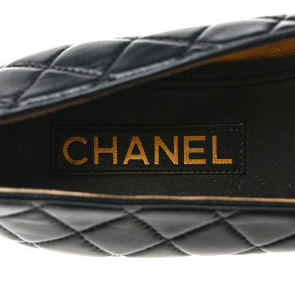 Chanel Lambskin Quilted CC Ballerina Flats 38 Black 7 of 8