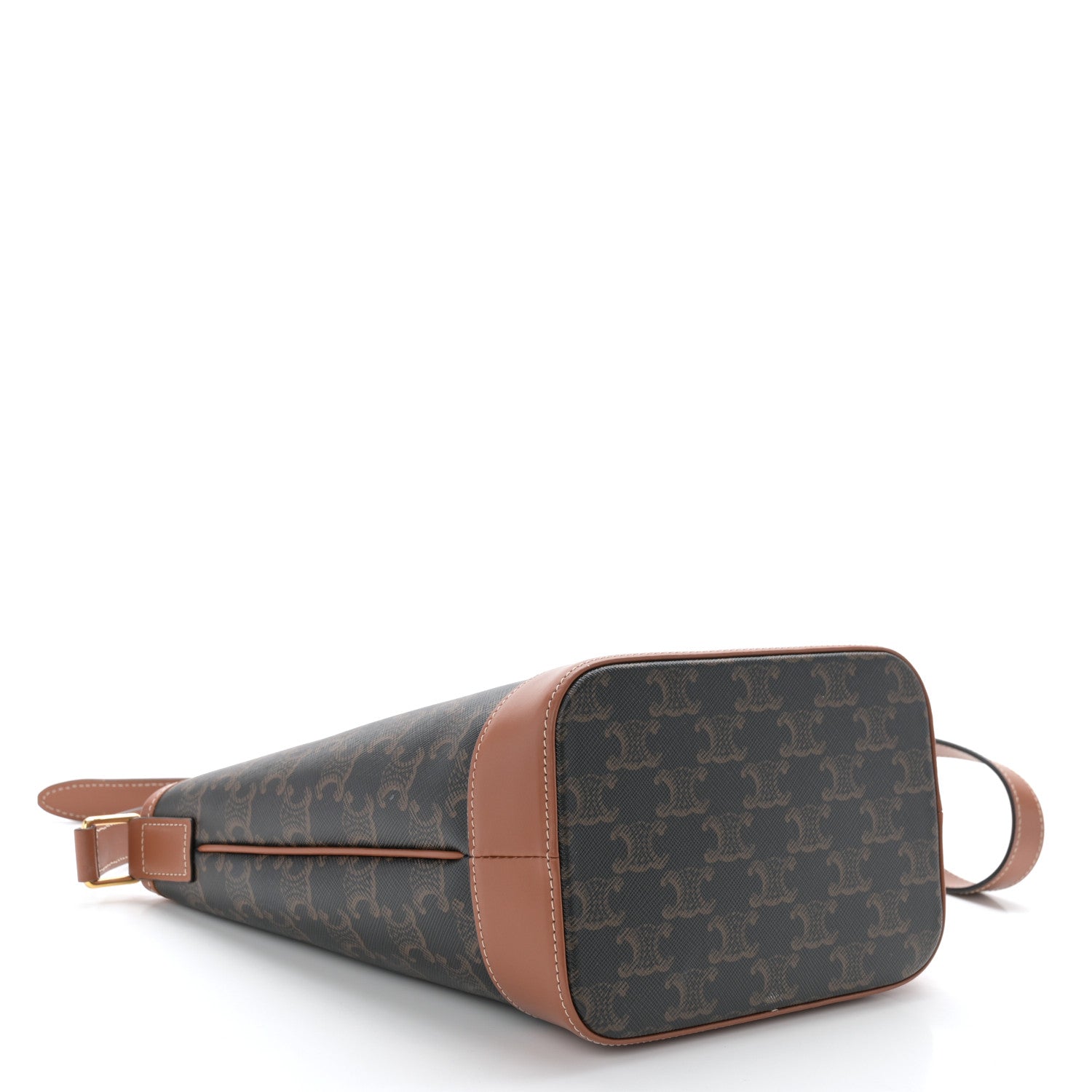 Celine Triomphe Canvas Calfskin Small Bucket Bag Tan 4 of 10