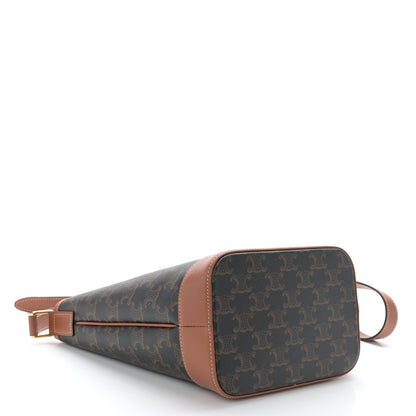 Celine Triomphe Canvas Calfskin Small Bucket Bag Tan 4 of 10