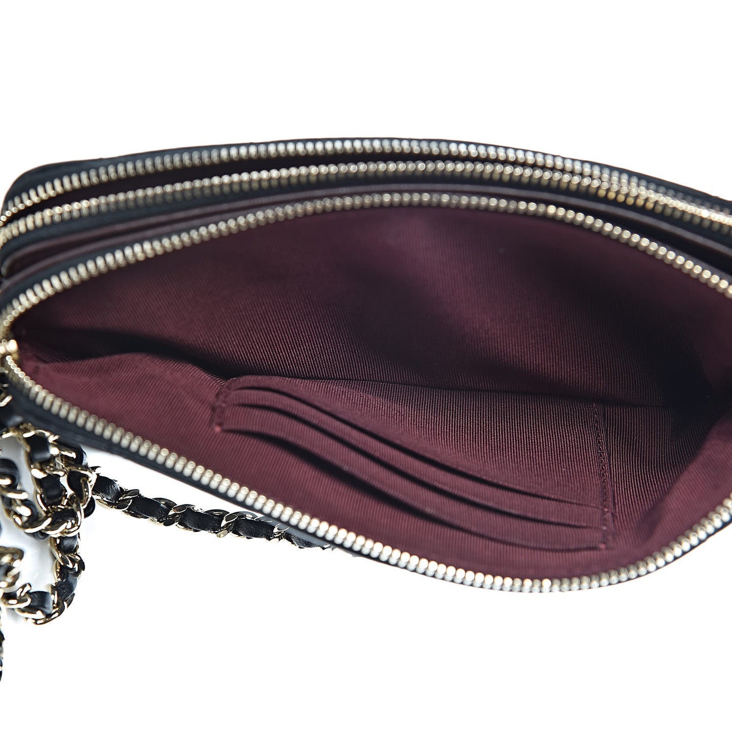 Lambskin Quilted Small Clutch With Chain Black