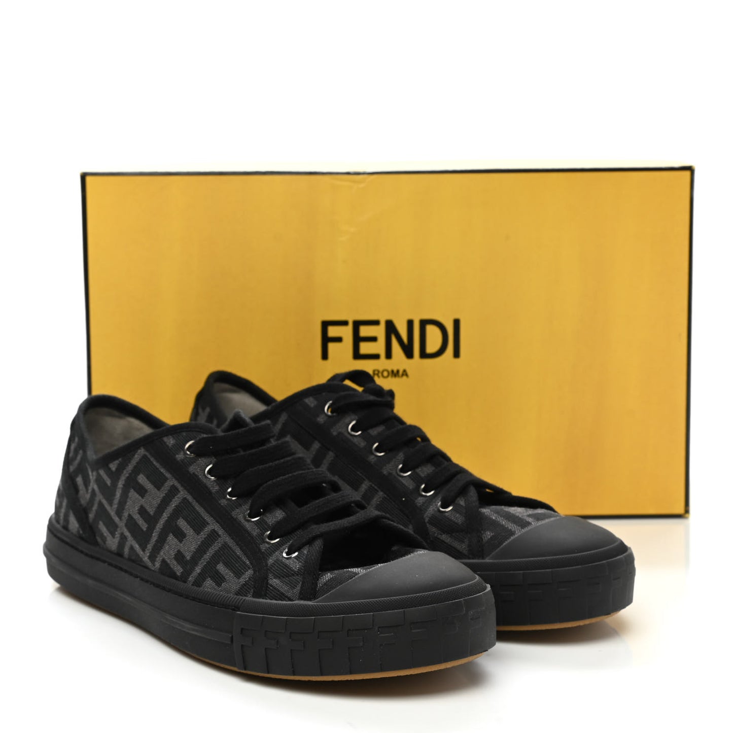 Fabric Jacquard Rubber FF Mens Domino Sneakers 11 Asfalto Black