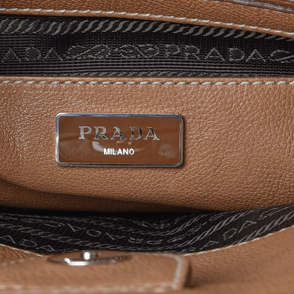 Prada Glace Calf Twin Pocket Fringe Tote Caramel 6 of 16