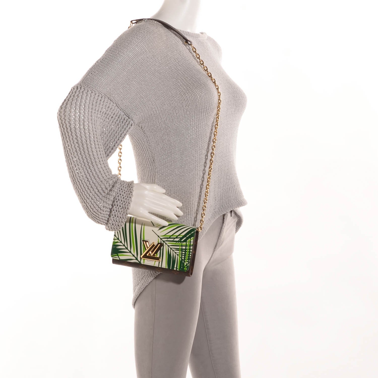 Louis Vuitton Monogram Palm Twist Chain Wallet Vert White 2 of 7