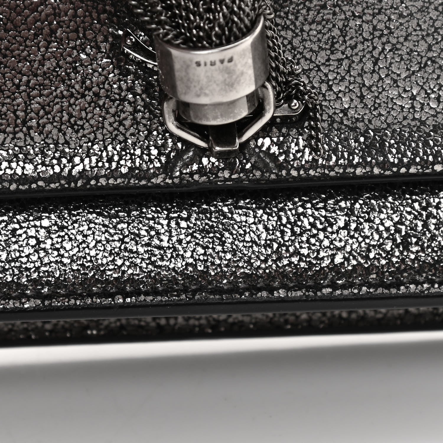 Saint Laurent Metallic Calfskin Classic Monogram Kate Tassel Chain Wallet Gun Metal 16 of 17