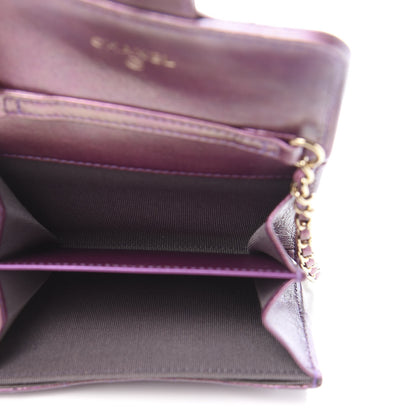Chanel Iridescent Lambskin Quilted Flap Card Holder On Chain Purple 5 of 12