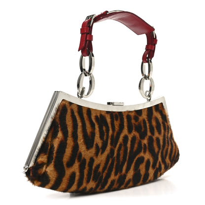 Christian Dior Pony Hair Leopard Mini Top Lock Bag Beige Moyen Red 3 of 10