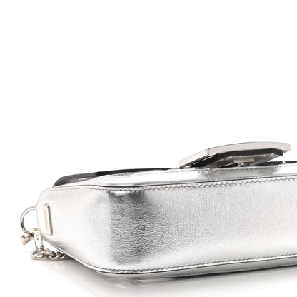 Fendi PVC Vitello Catalan Mirror Sequin FF Mini Baguette Argento 8 of 9