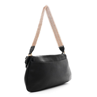 Prada Calfskin Chain Strap Shoulder Bag Black 3 of 12