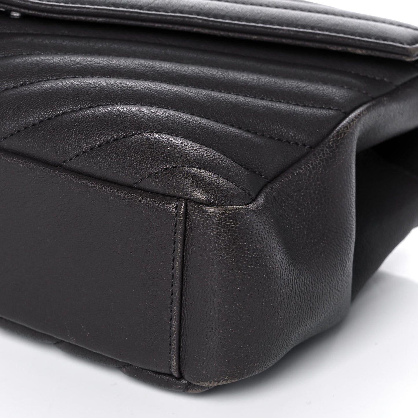 Sheepskin Matelasse Chevron Monogram Medium College Bag Asphalt