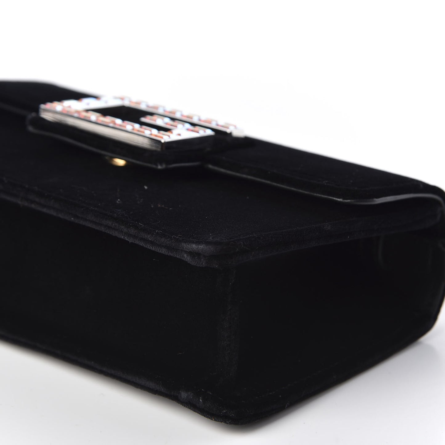 Velvet Crystal Square G Shoulder Bag Black
