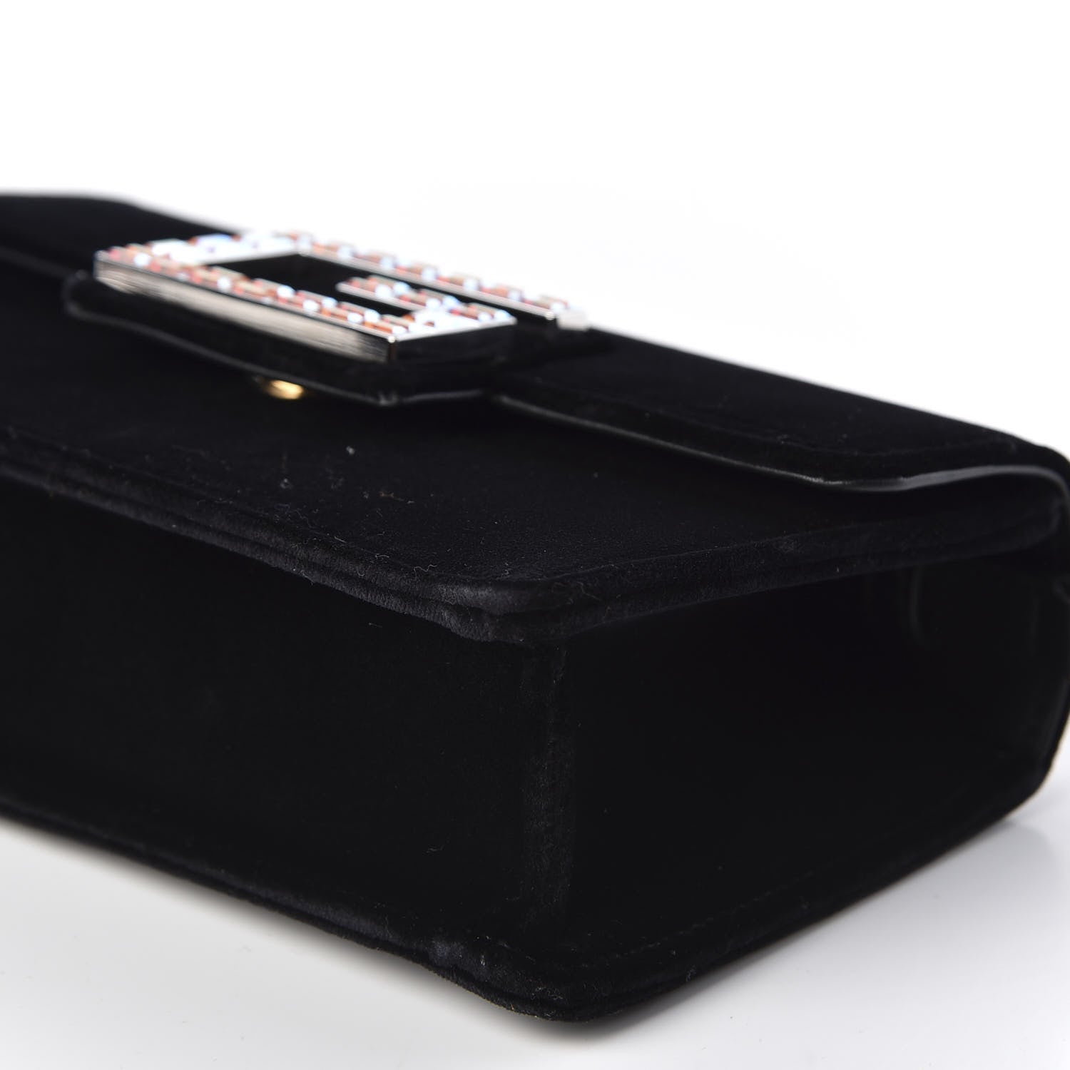 Gucci Velvet Crystal Square G Shoulder Bag Black 6 of 10