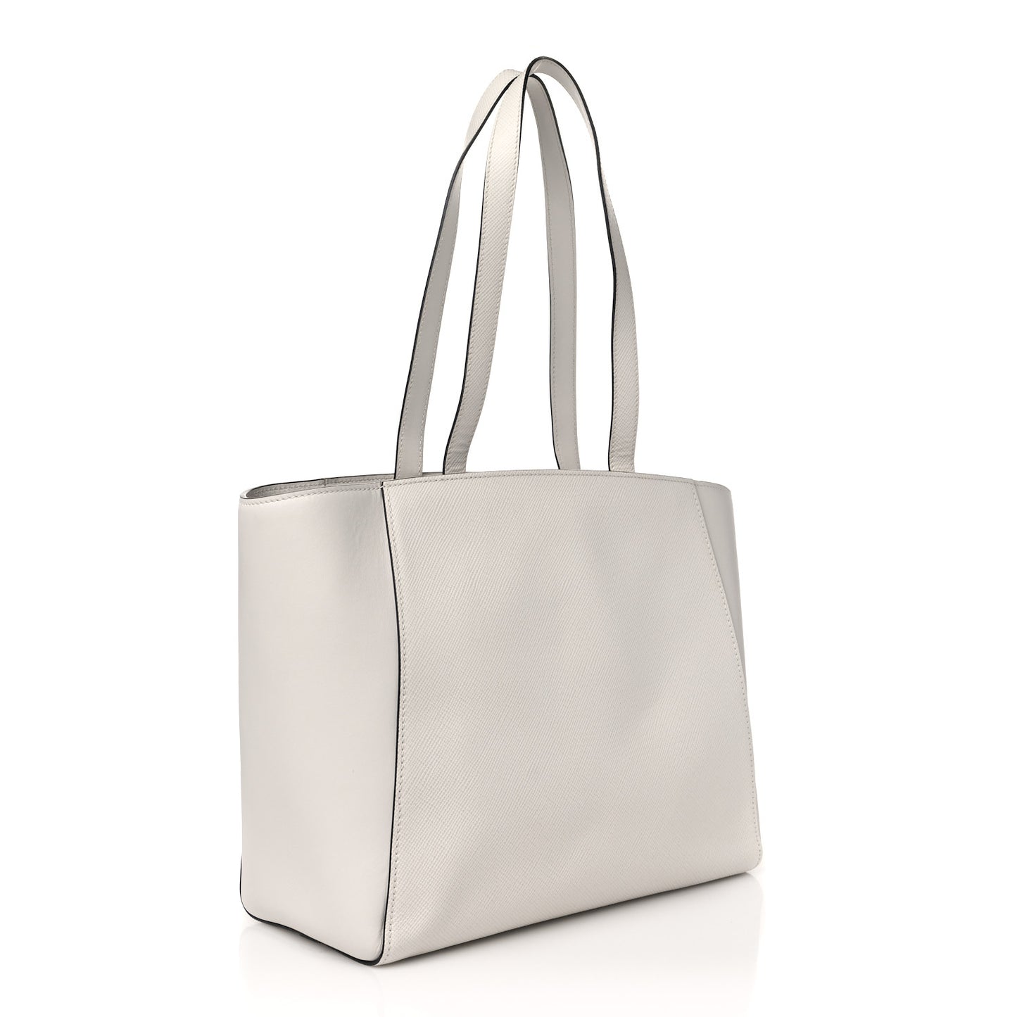 Saffiano Cuir City Calf Monochrome Shopping Tote White