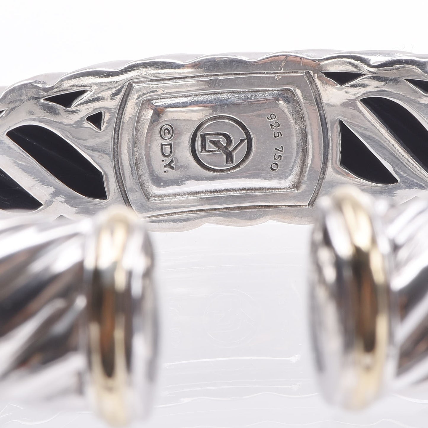 Sterling Silver 18K Yellow Gold 15mm Sculpted Cable Cuff Bracelet