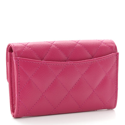 Chanel Caviar Quilted Flap Card Holder Wallet Fuchsia 3 of 12