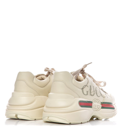 Gucci Calfskin Logo Womens Rhyton Sneakers 37.5 Ivory 4 of 8