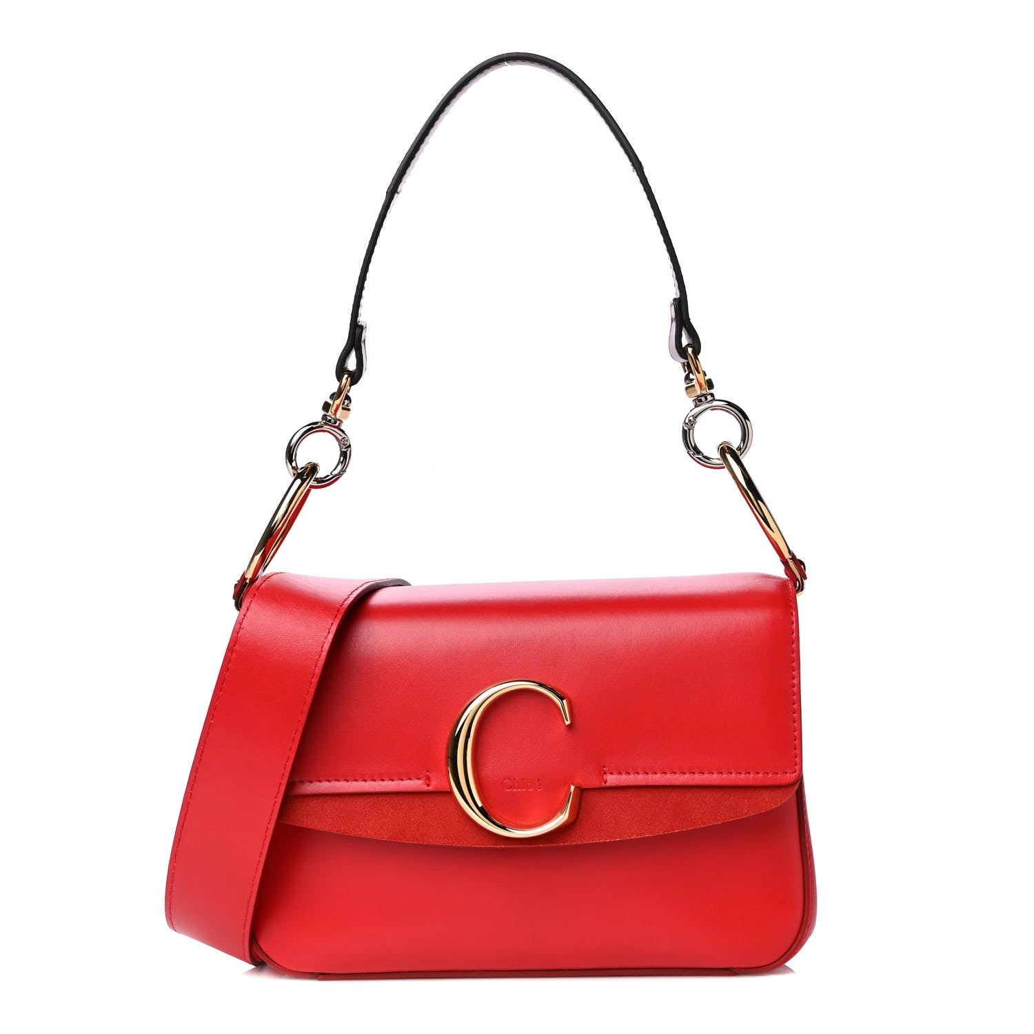 Chloe Calfskin Small C Double Carry Plaid Red 1 of 11