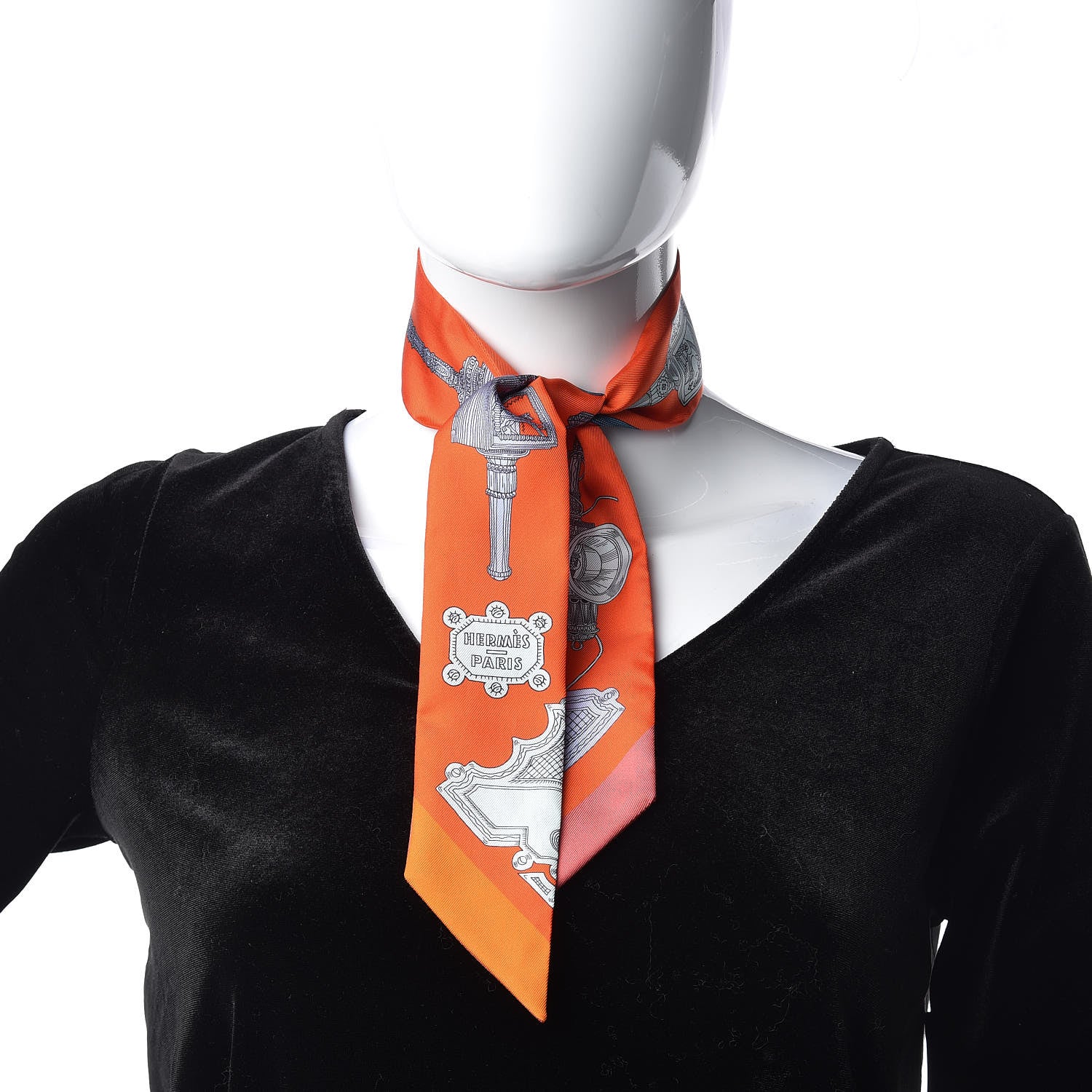 Hermes Silk Merveilleuses Lanternes Twilly Orange Cobalt Gris Bleuete 2 of 6