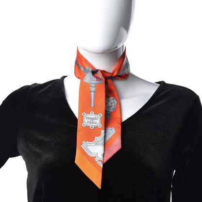 Hermes Silk Merveilleuses Lanternes Twilly Orange Cobalt Gris Bleuete 2 of 6