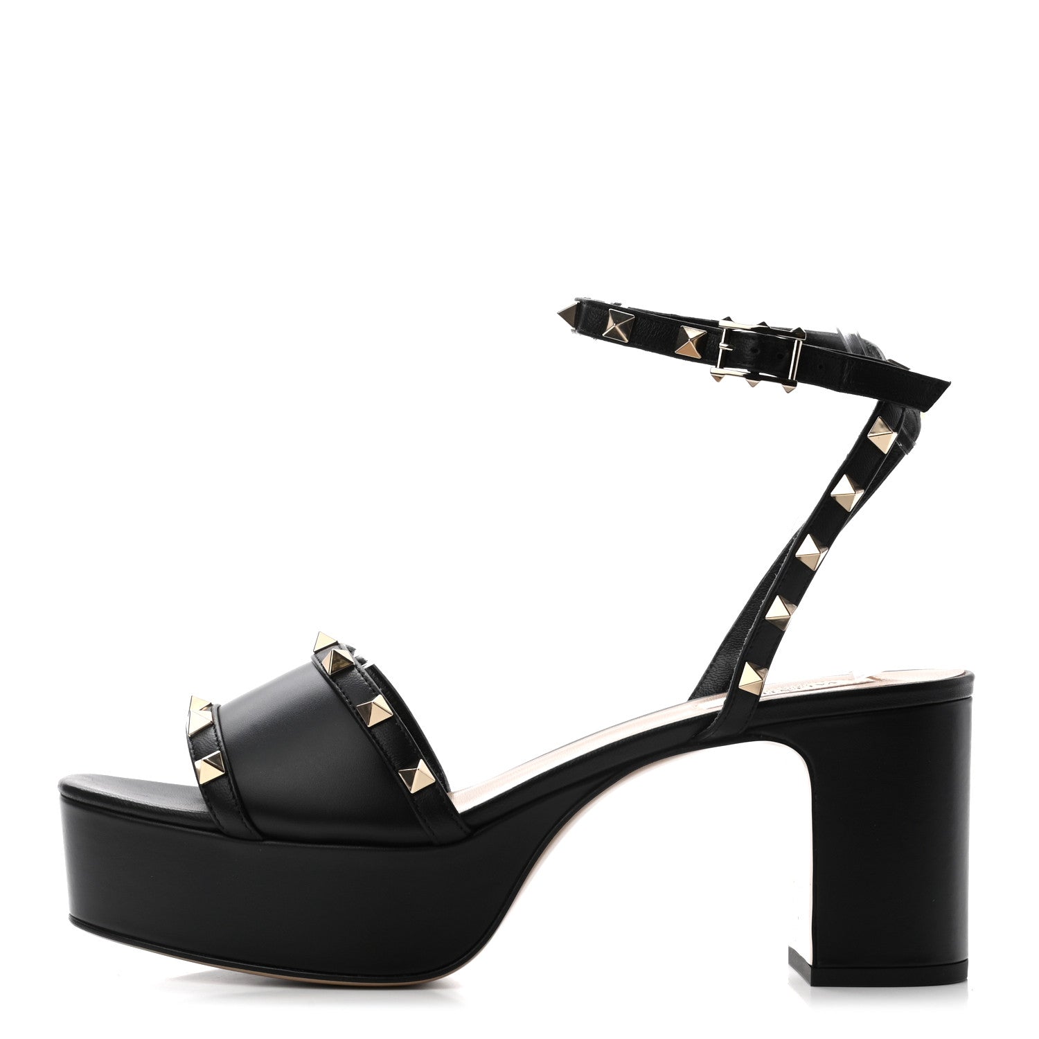 Valentino Garavani Calfskin Rockstud 35/75mm Platform Sandals 40.5 Black 1 of 8