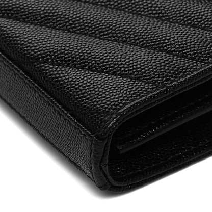 Saint Laurent Grain De Poudre Matelasse Chevron Monogram Chain Wallet Black 8 of 8