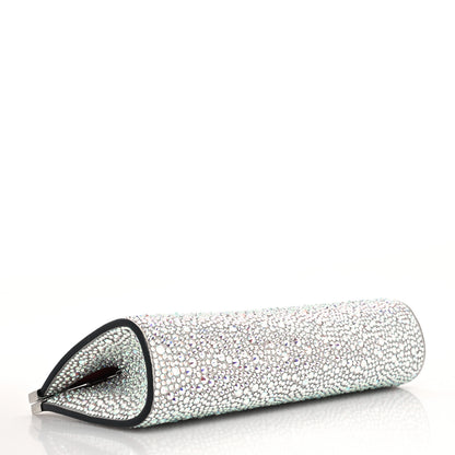 Christian Louboutin Suede Crystal Strass Small Palmette Clutch Silver 3 of 8
