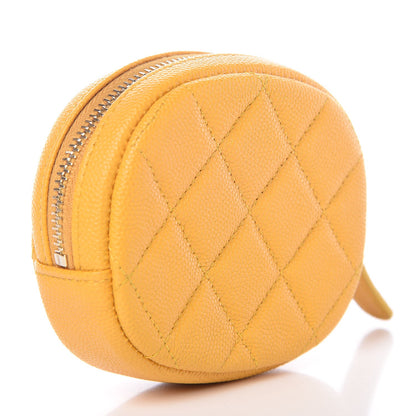 Chanel Caviar Quilted Zip Around Classic Coin Purse Yellow 3 of 8