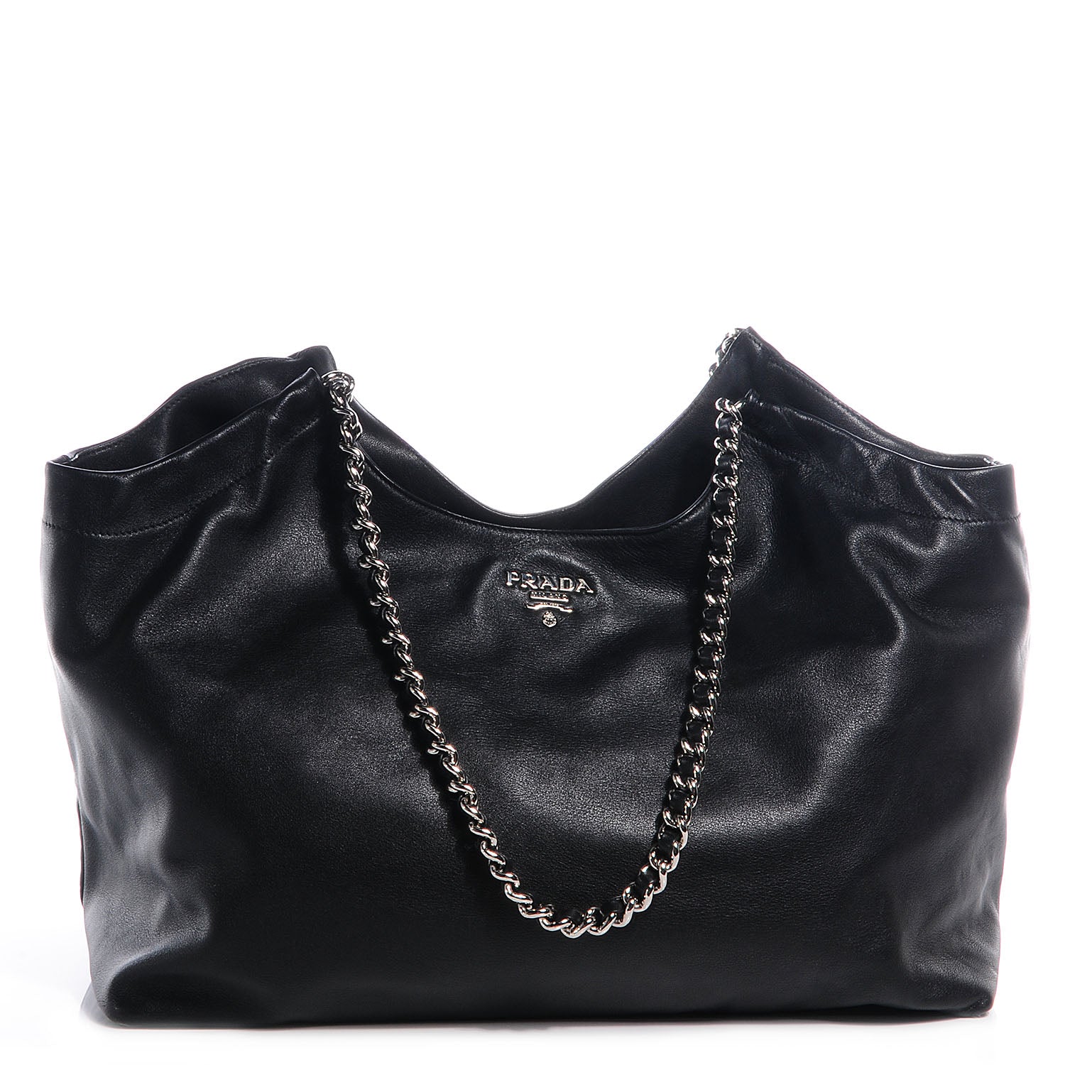 Prada Soft Calf Chain Tote Nero Black 1 of 8