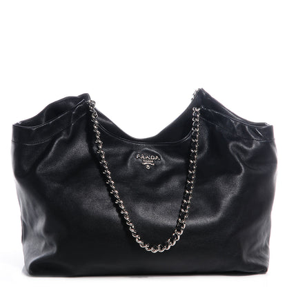 Prada Soft Calf Chain Tote Nero Black 1 of 8